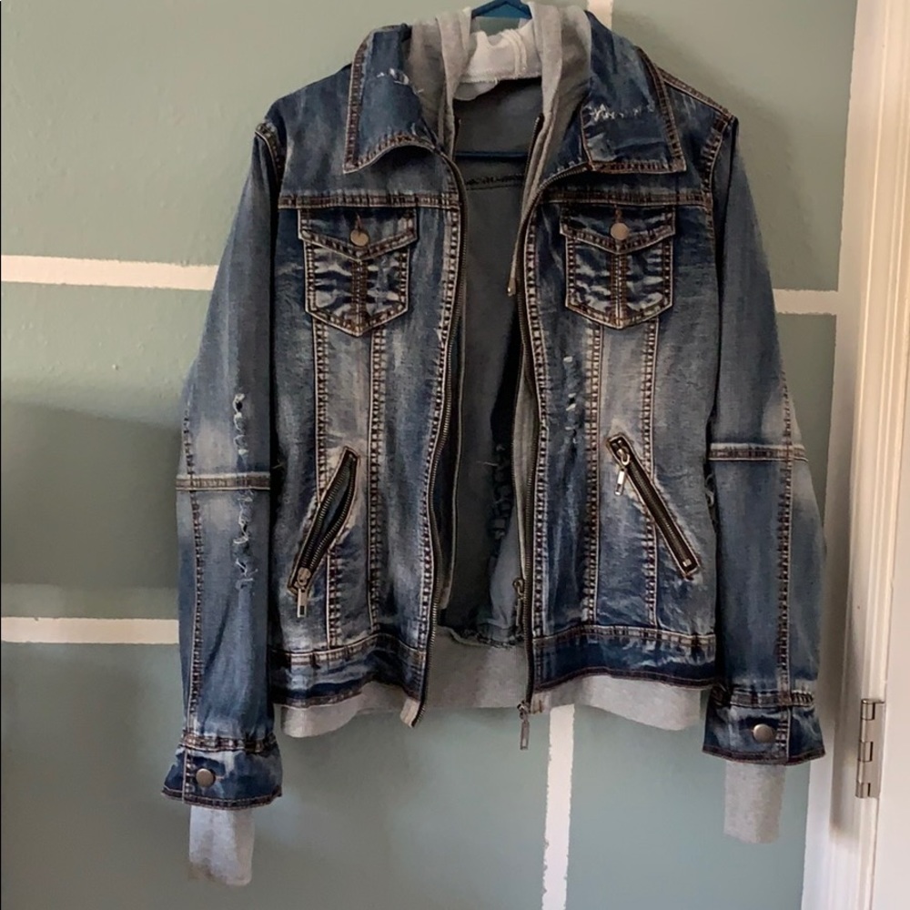 Distressed denim jacket